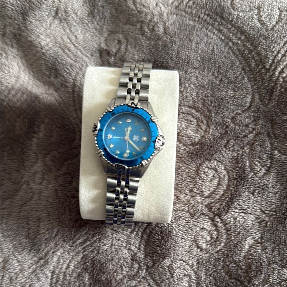 Clove Silver Blue Stainless Steel Watch